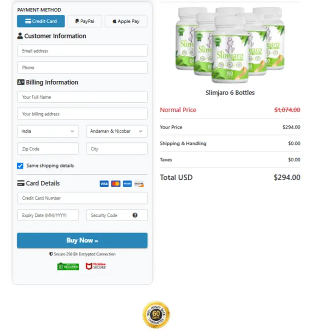 Slim Jaro order Page
